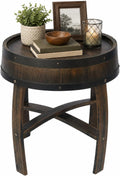 Round Barrel-Style Side Table, Whiskey Barrel Table