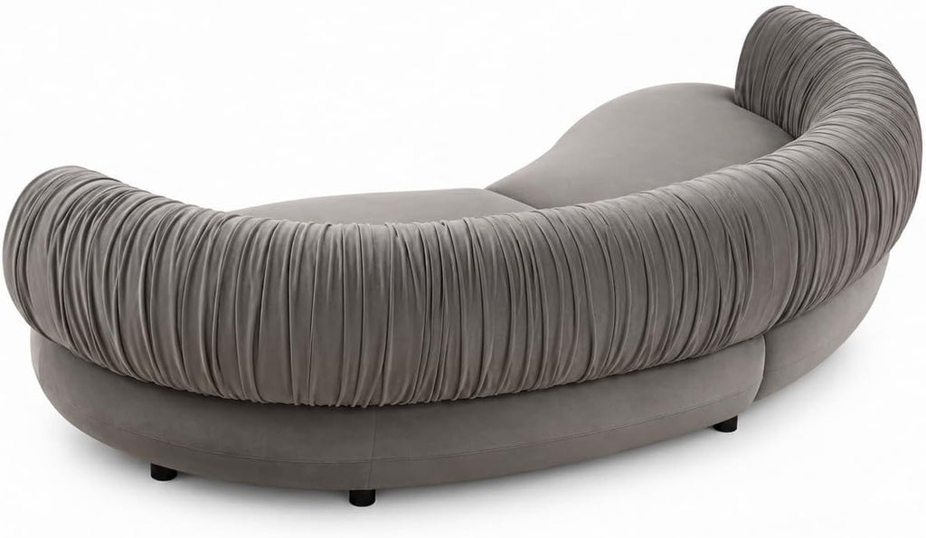 102.36" Curved Sectional Sofa, Gray Velvet 4-Seat Couch