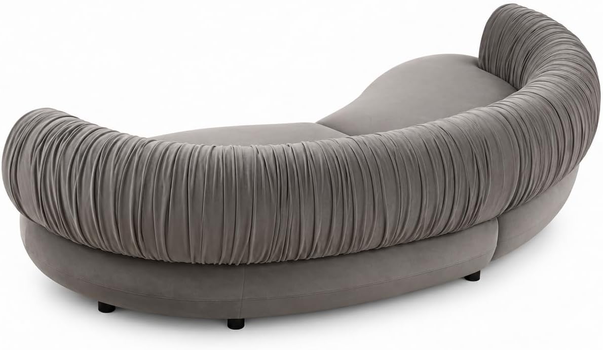 102.36" Curved Sectional Sofa, Gray Velvet 4-Seat Couch
