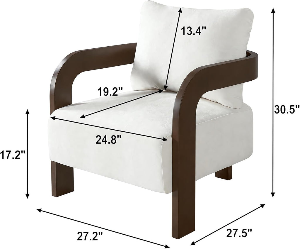 Merax Modern Upholstered Accent Chair, Armchair for Living Room, Beige