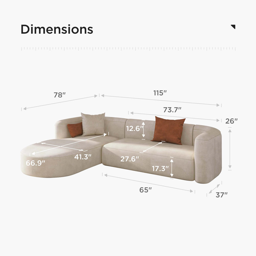Acanva Mellow Modern Tight Curved Back Velvet Sofa, 4 Seater Modular