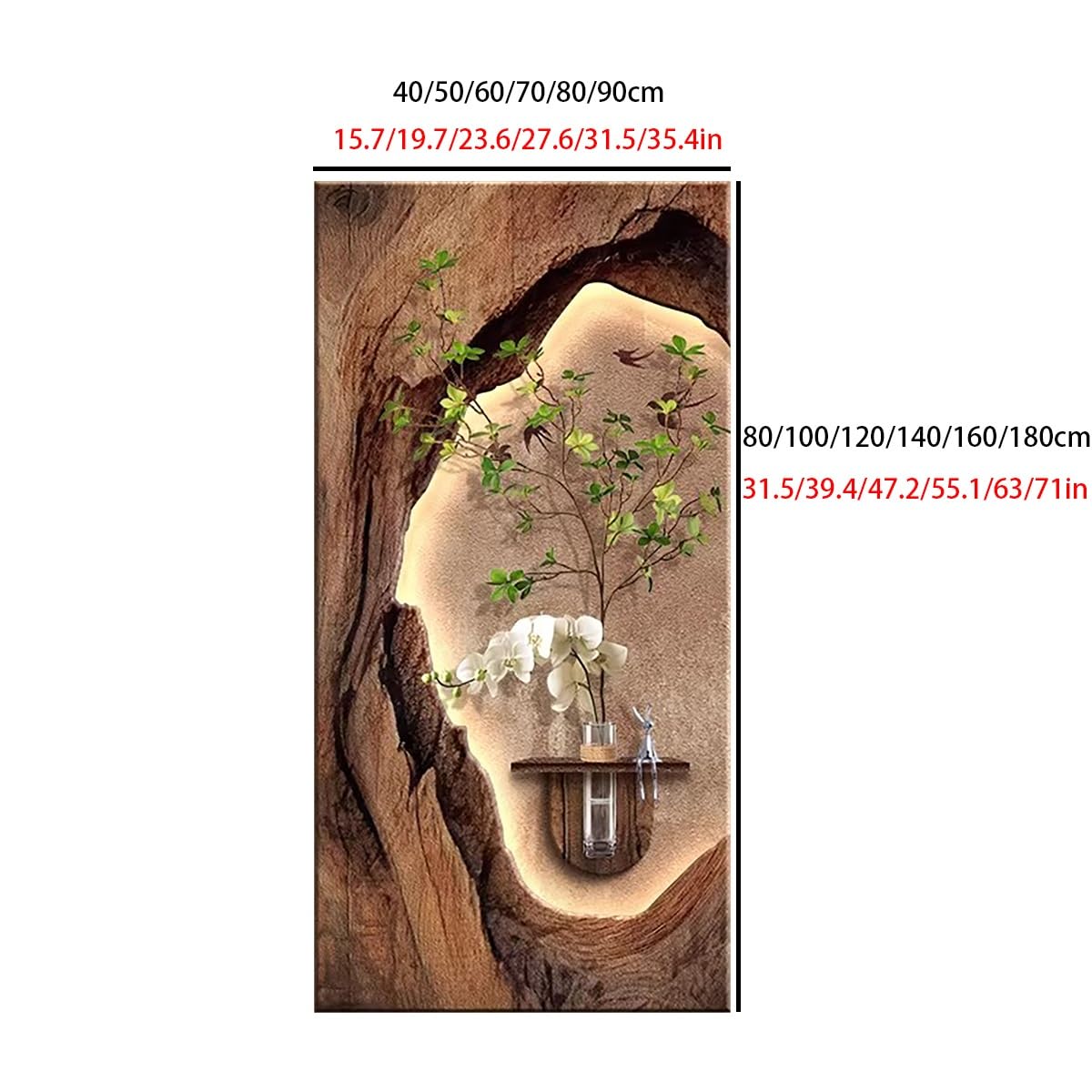 3D LED Sandstone Wall Art with Orchid Vase Detail