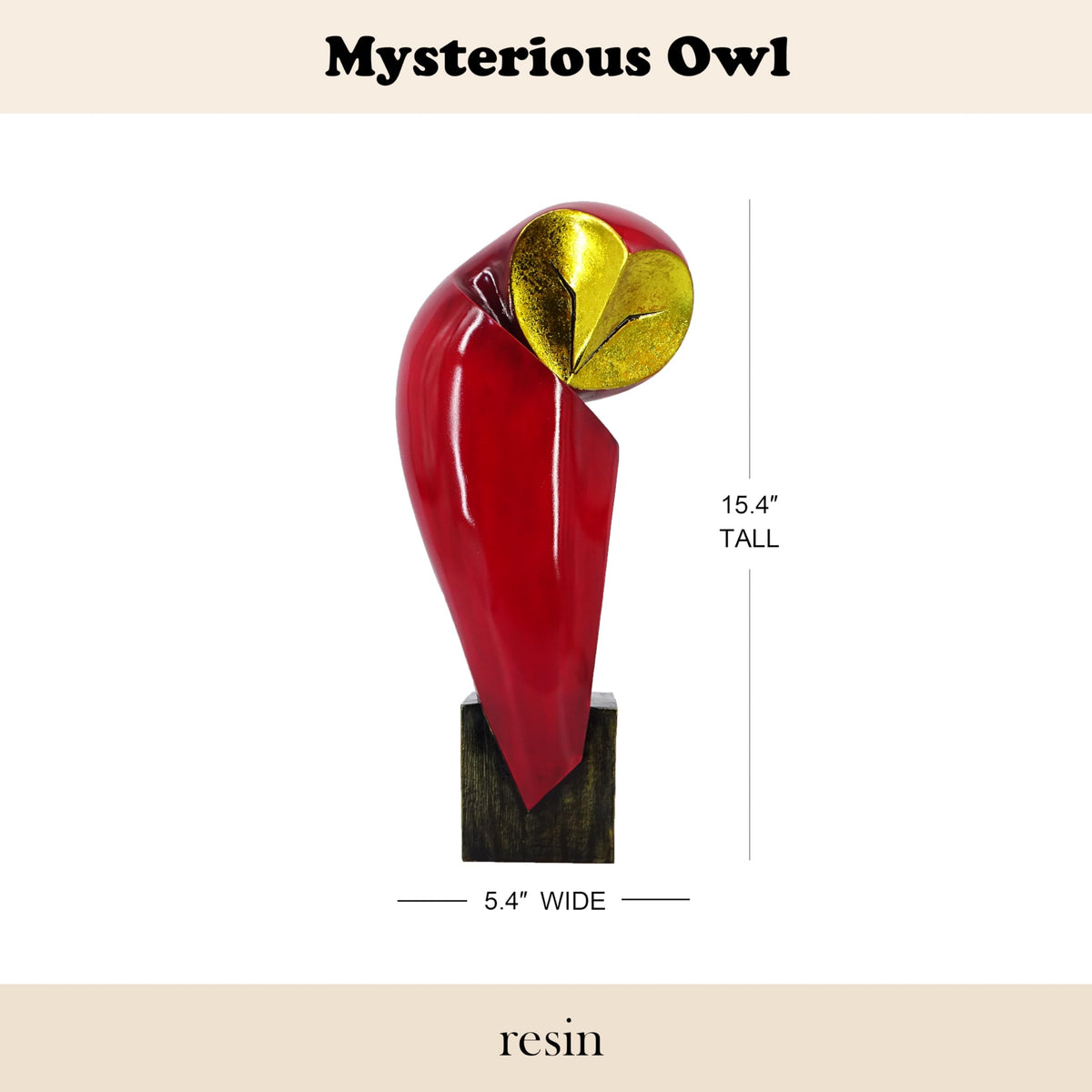 Mid-Century Modern Owl Statue, 15 Inch Home Decor Sculpture
