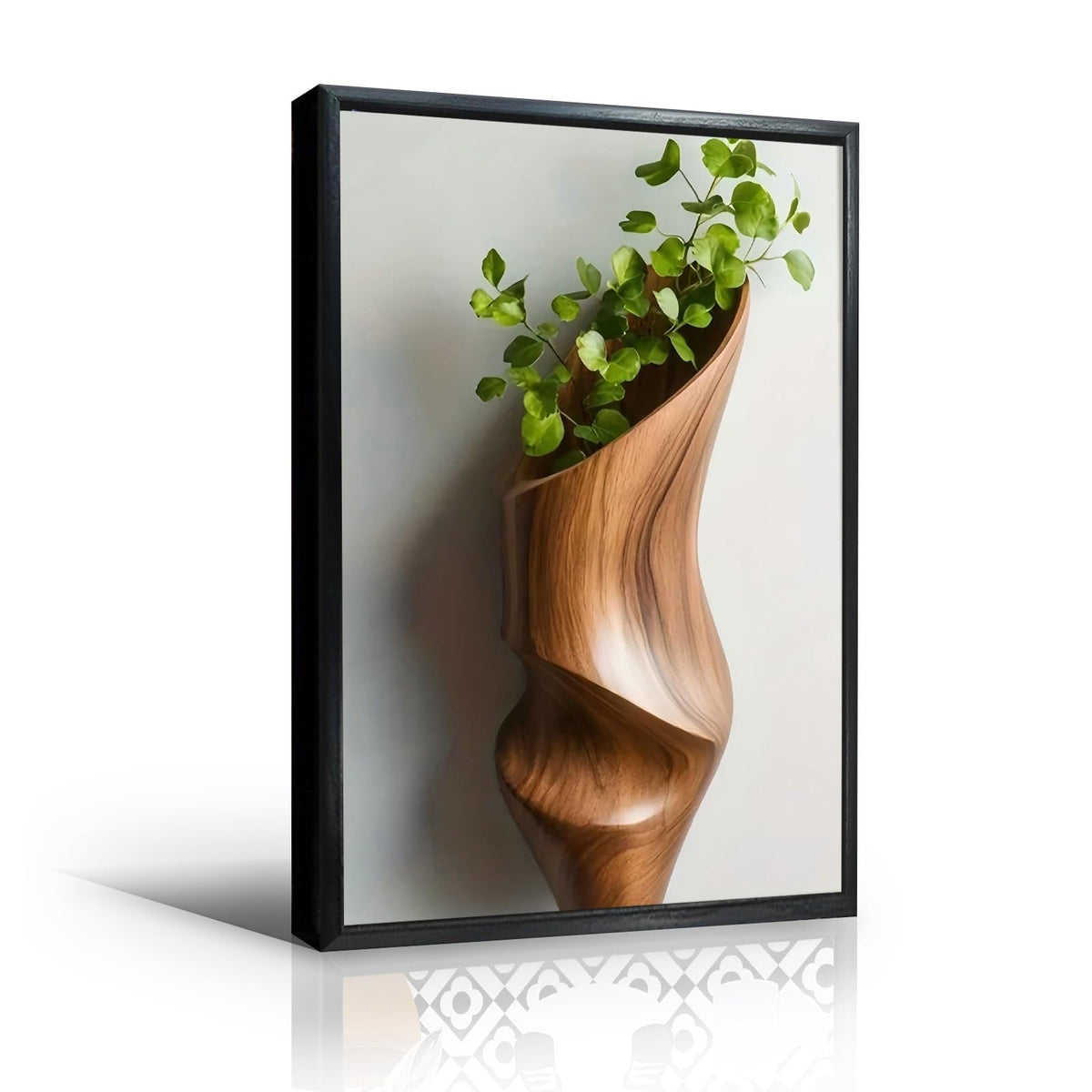 Sculptural Wooden Wall Planter Canvas Art
