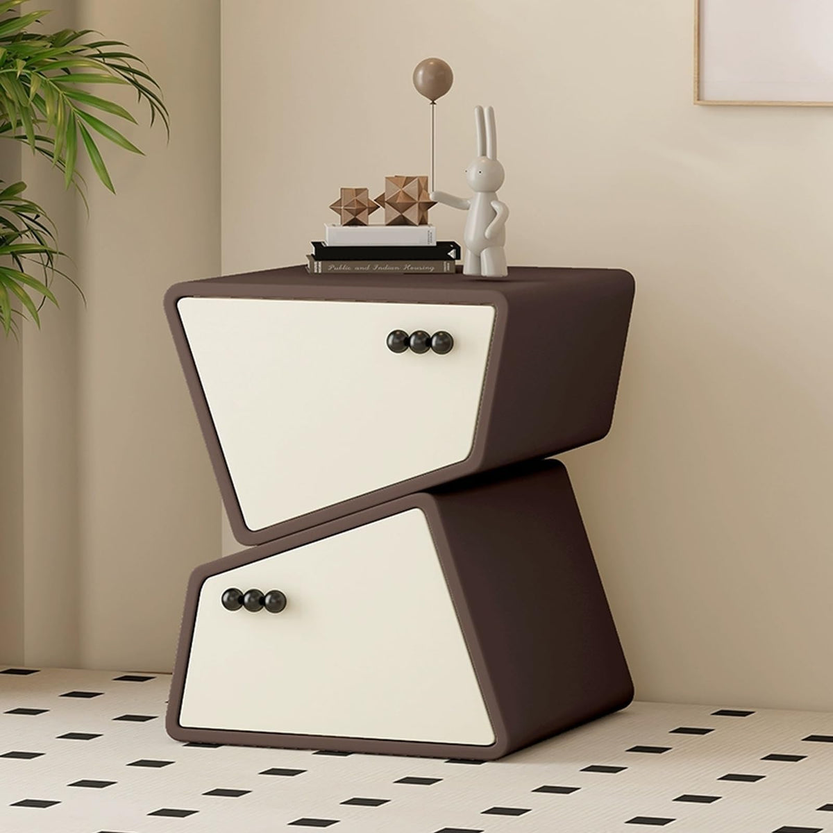 Wood Nightstand Creative Bedside Table 2 Drawer Night Stand Storage Cabinet with Drawers Side Table for Home Creative idea(Green,40cm)