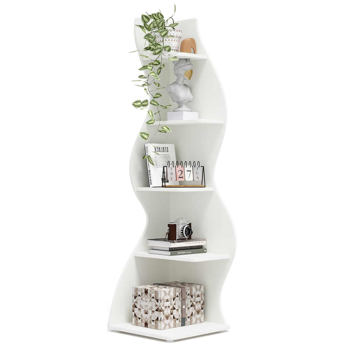 Modern Five-Tier Corner Bookshelf