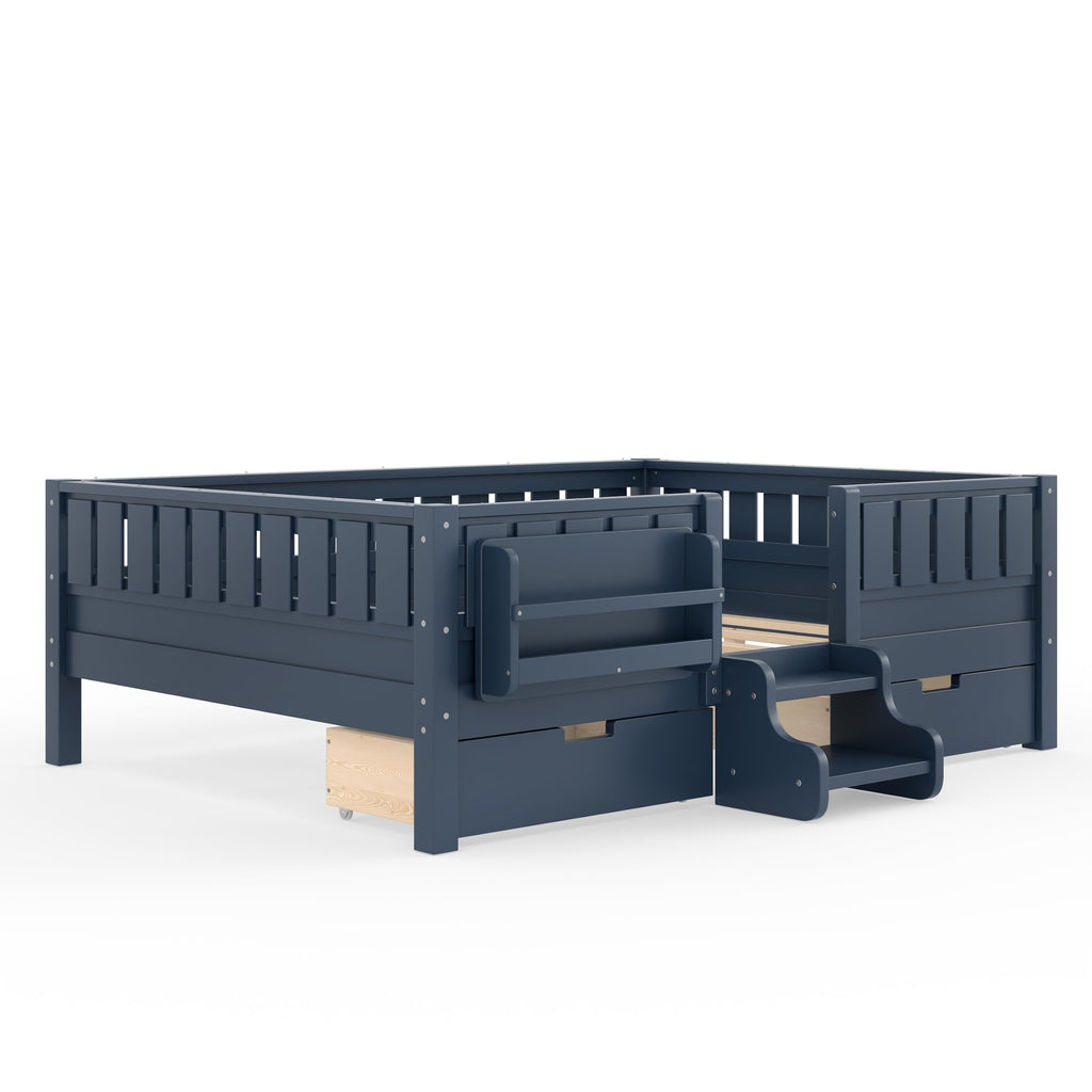 Montessori Bed with Stairs, Bookshelf & Storage Drawers