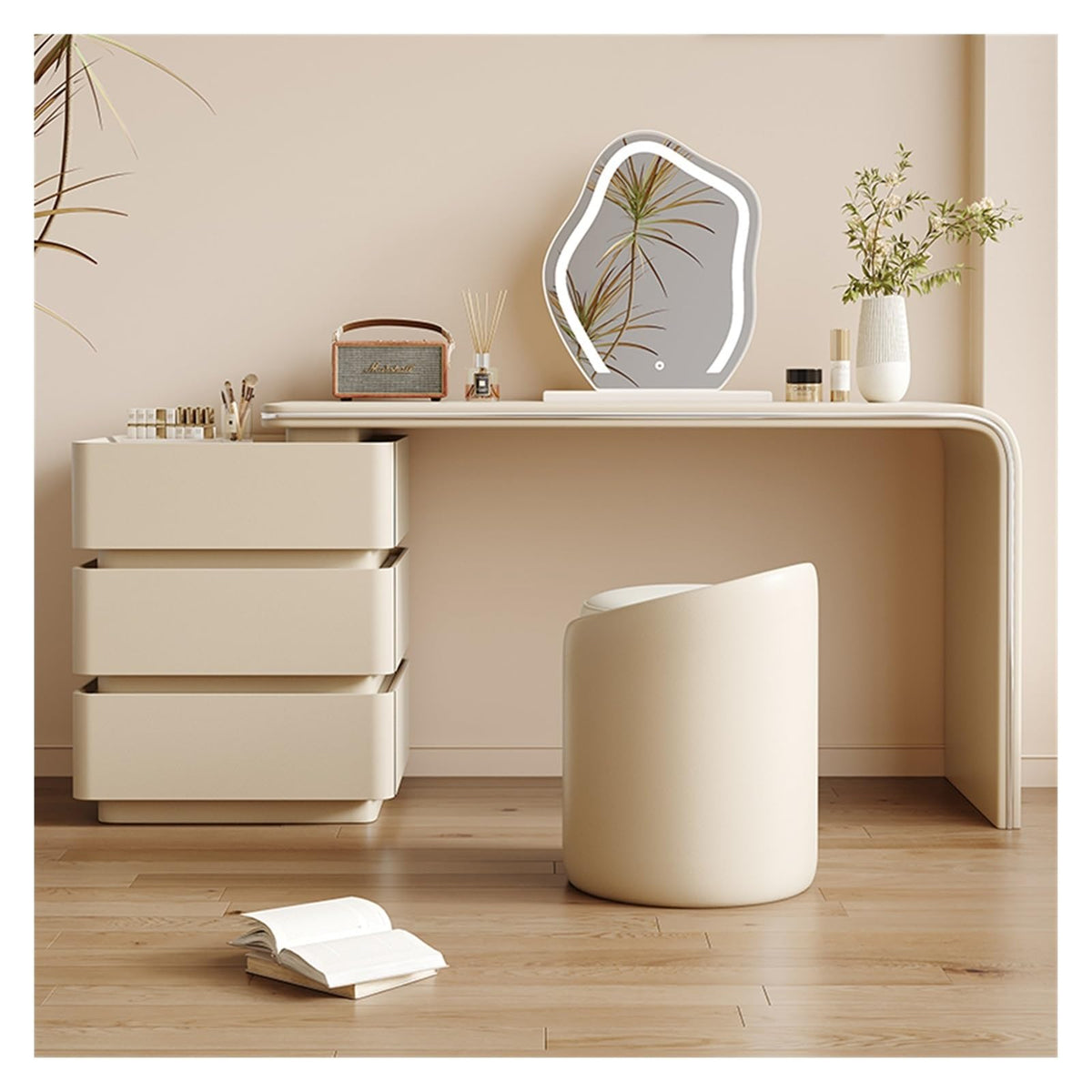 Vanity Desk with Three Drawers & Chair