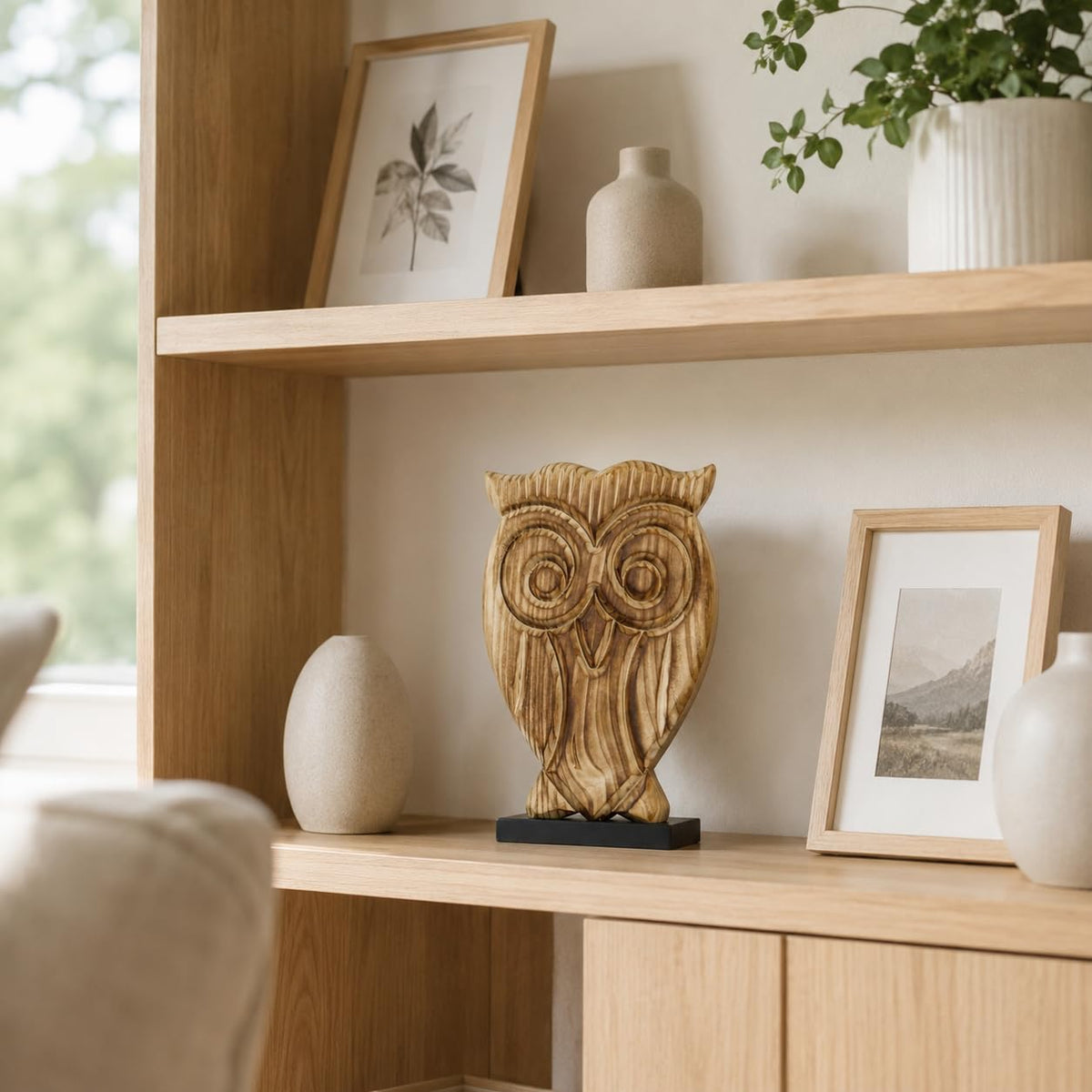Wood Whimsical Room Decor Face Statue for Women
