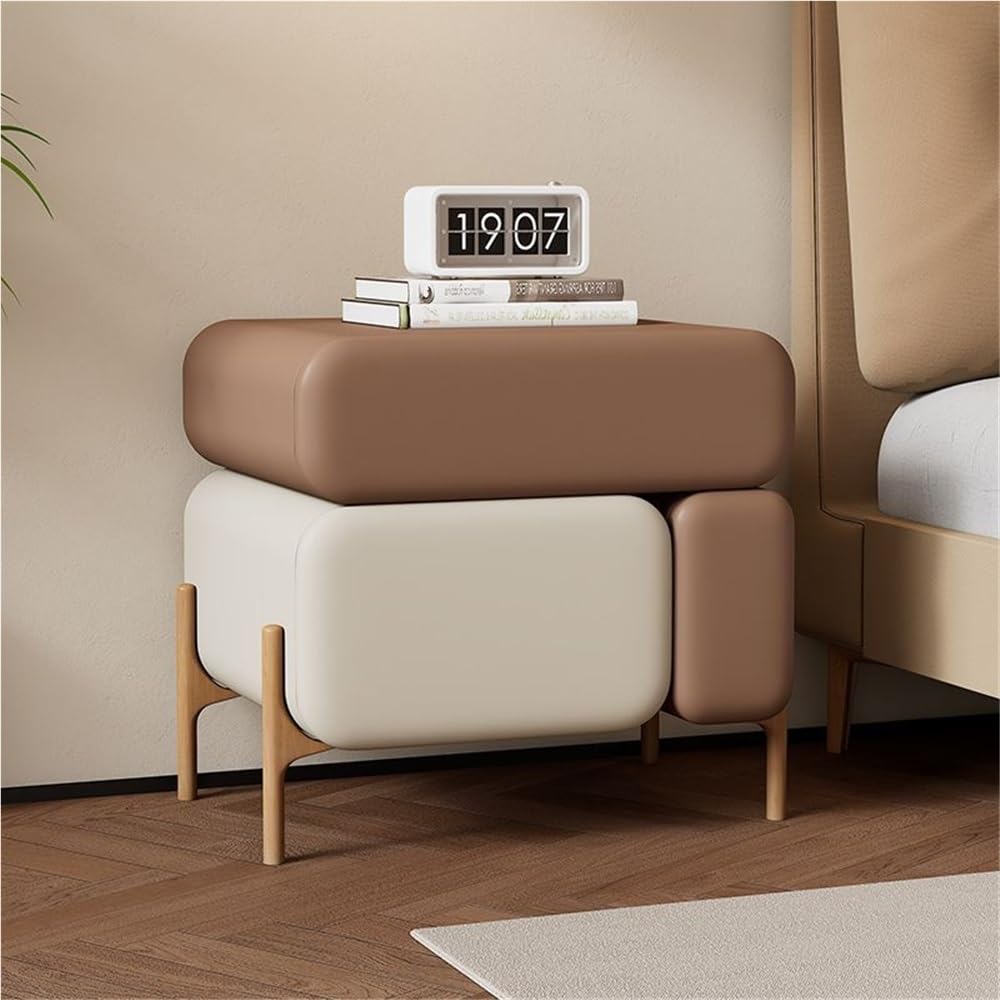 Light Luxury Nightstand, 3 Drawer Night Stand, Multi-Functional Bedside Table, Side Table, End Table for Bedroom, Living Room(Black,17.7in)