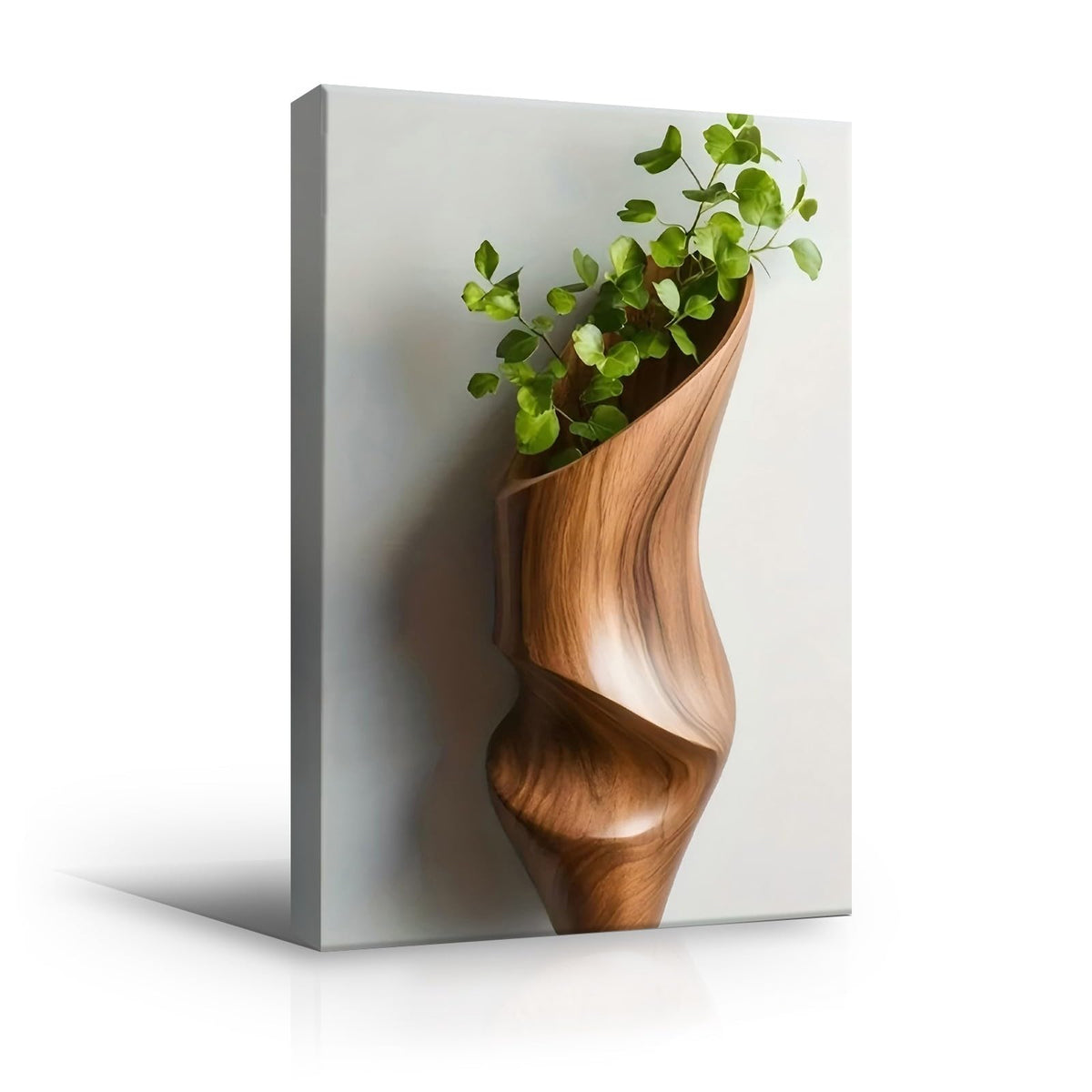 Sculptural Wooden Wall Planter Canvas Art