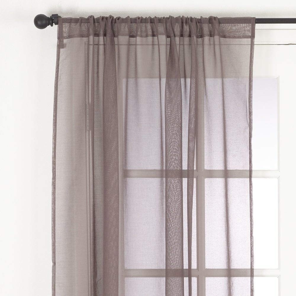 Chocolate Sheer Rod-Pocket Curtain Panel