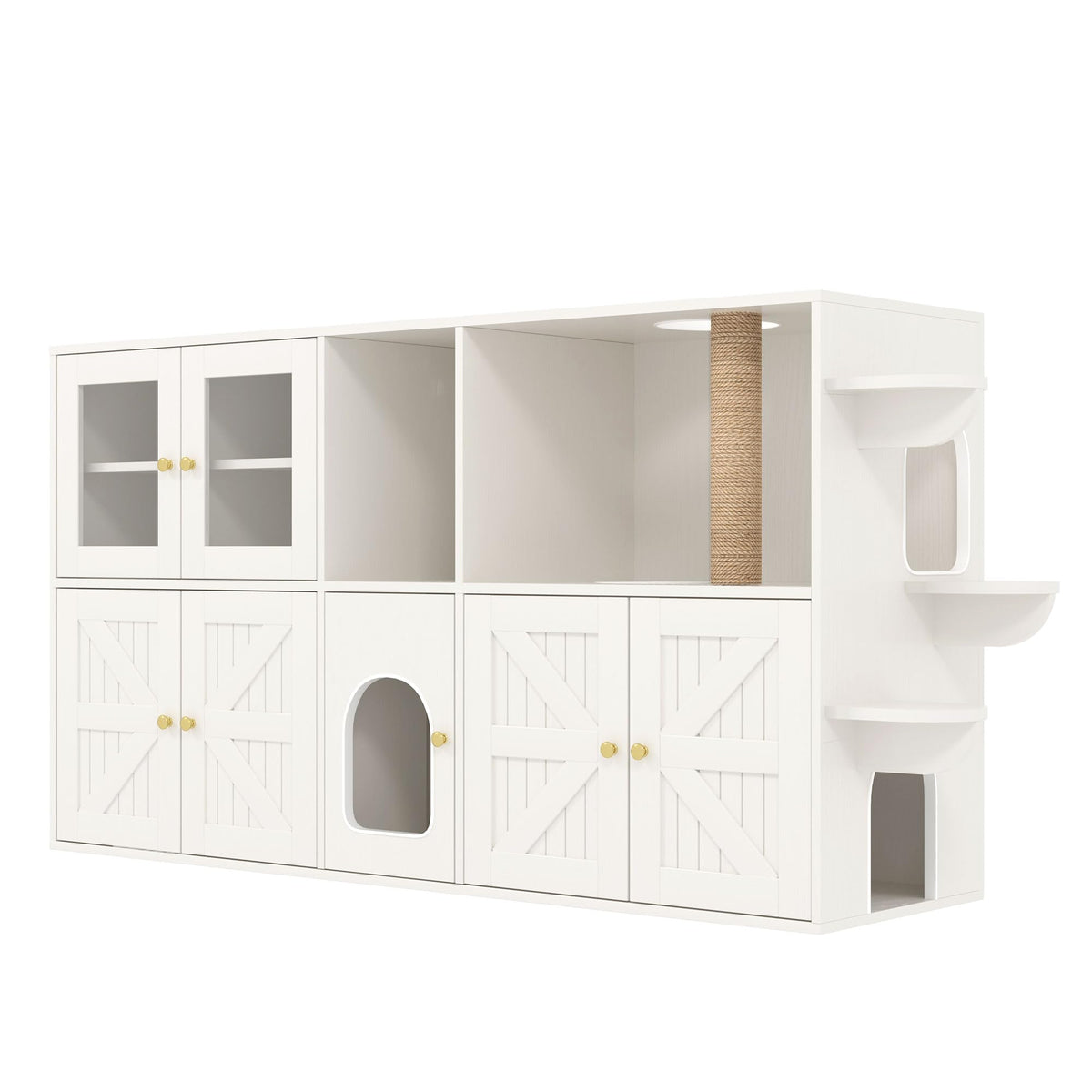 39.4 Inch 3-Tier Hidden Litter Box Furniture, Black/Brown