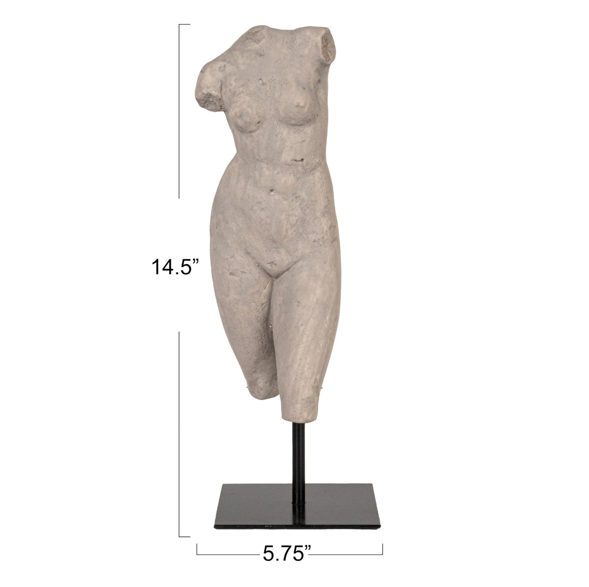 Creative Co-Op Resin Female Body Figure on Metal Stand, Plaster Finish