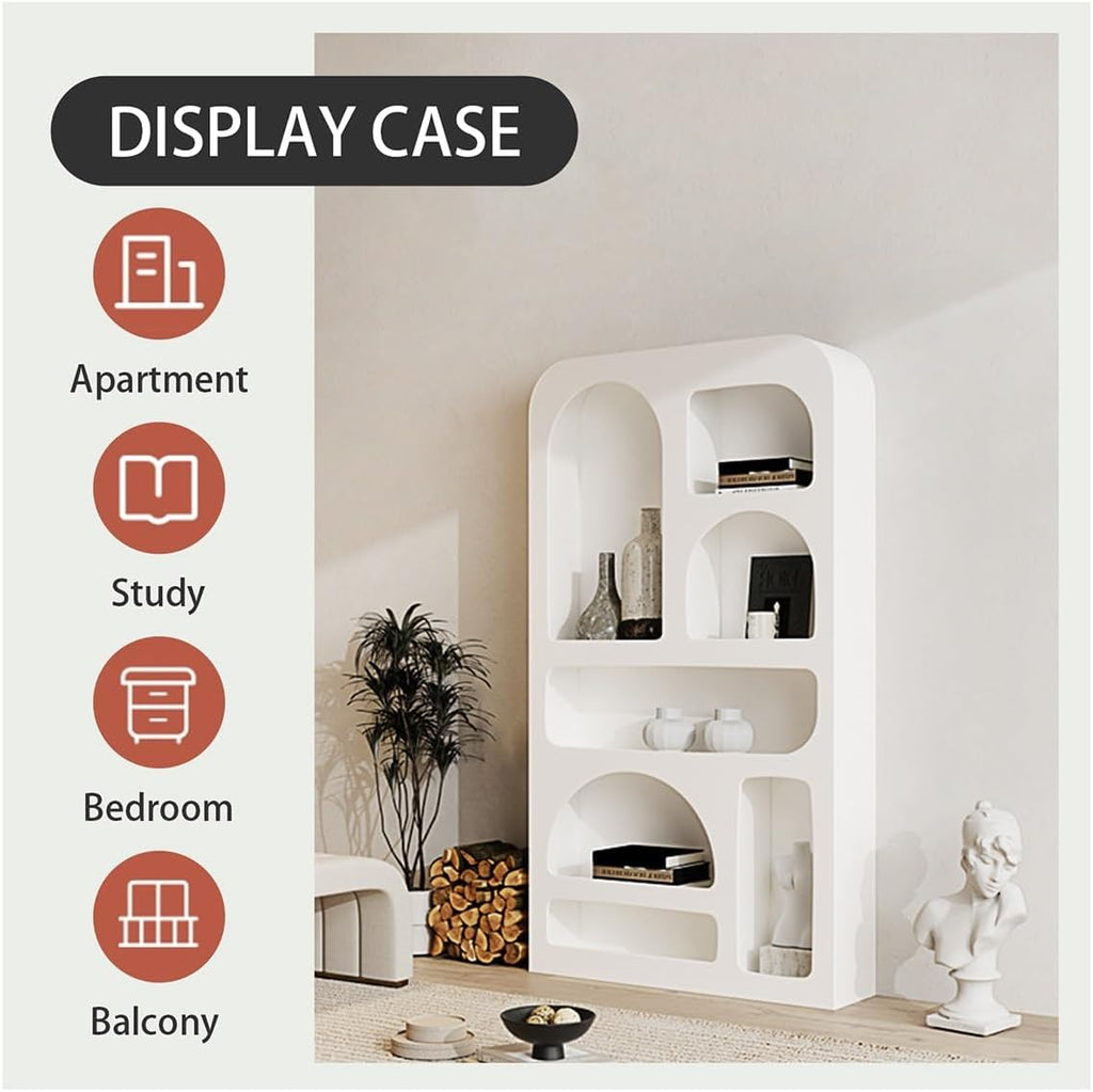 Display Cabinet, Arched Cabinet, Arched Pantry Cabinet, Arched Storage Display Cabinet, Open Display Shelf, for Home Office Living Room Library