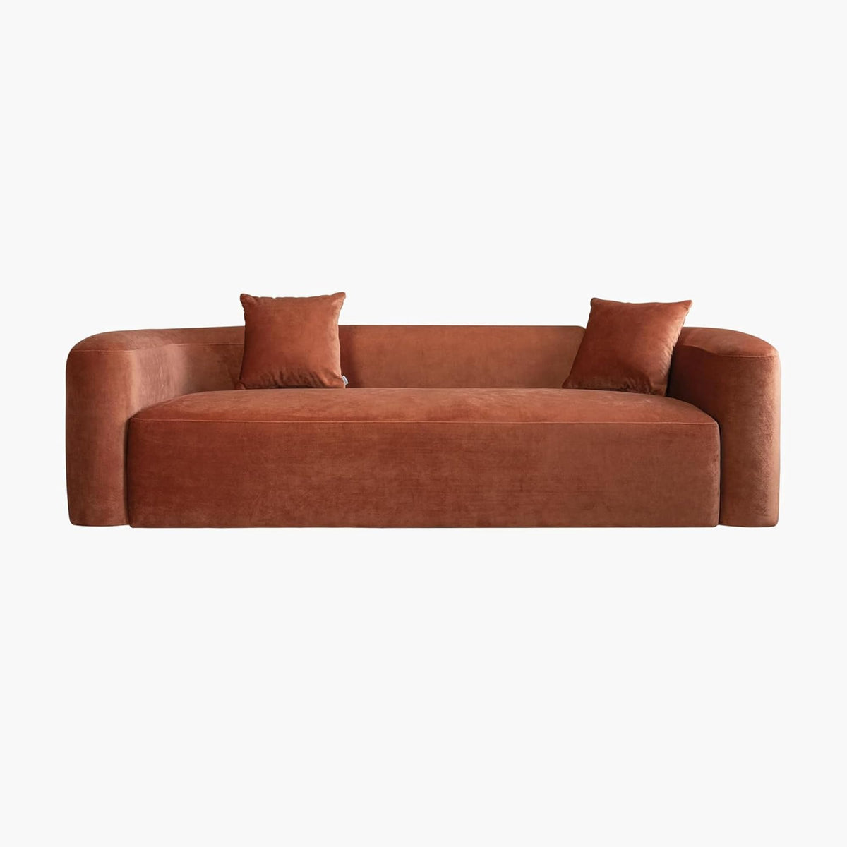Acanva Mellow Modern Tight Curved Back Velvet Sofa, 4 Seater Modular