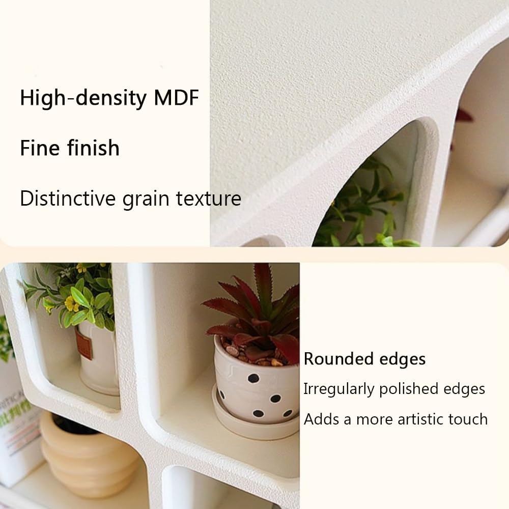 5-Cube Wood Storage Organizer, Geometric, Versatile Arched Wall Shelf and Home Storage Solution, Floating Shelf for Books, Cups, Cosmetics and Decorative Items