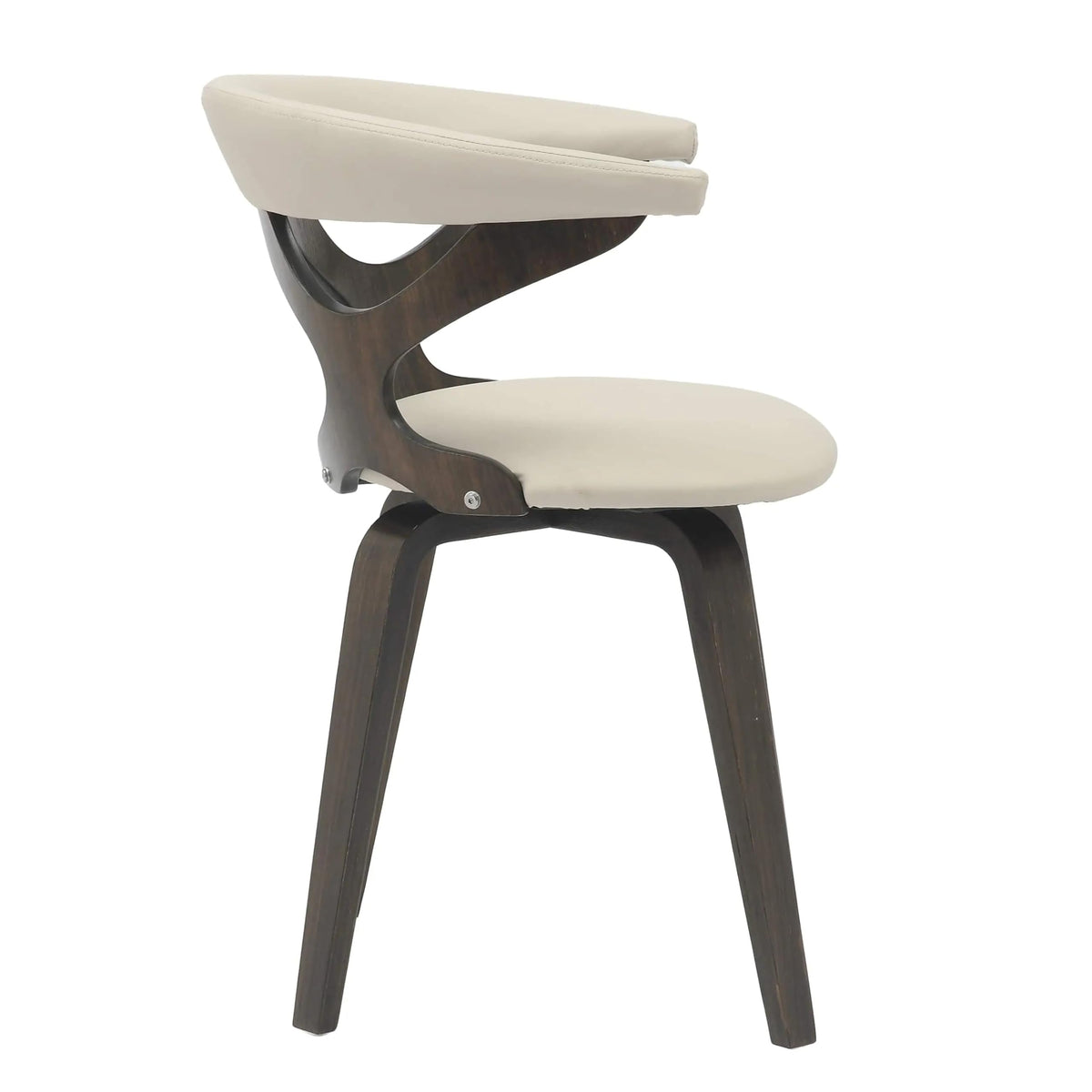 LeisureMod Klyne Leather Dining Chair with Poplar Wood Frame – Mid-Century Wooden