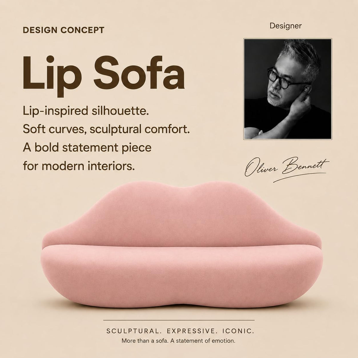 Lip-Shaped Sculptural Sofa, Modern Artistic Statement Couch, Unique Curved Accent Seating for Home and Commercial Spaces.(White，78.74inches)