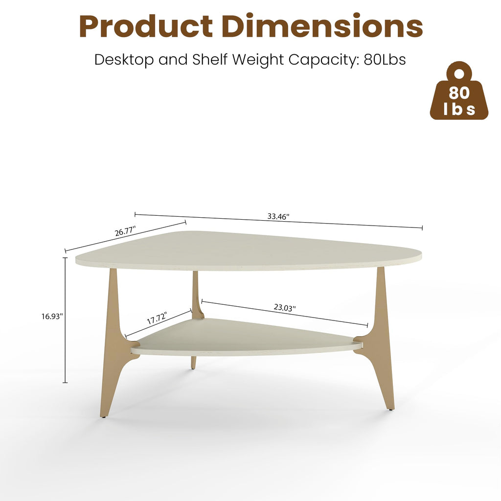 Triangle Coffee Table with Storage Shelf