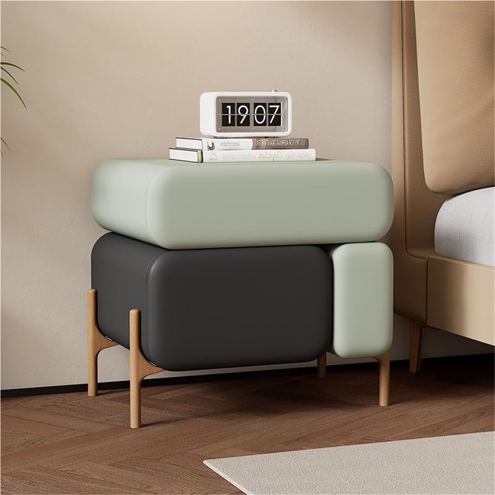 Light Luxury Nightstand, 3 Drawer Night Stand, Multi-Functional Bedside Table, Side Table, End Table for Bedroom, Living Room(Black,17.7in)