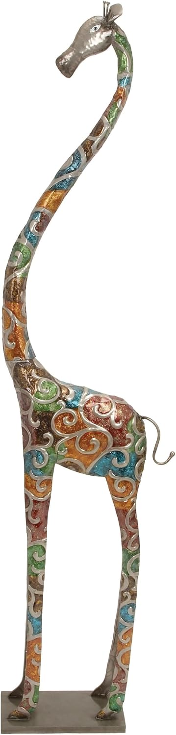 Deco 79 Metal Giraffe Decor Tall 17" x 7" x 73", Matte Multi Colored