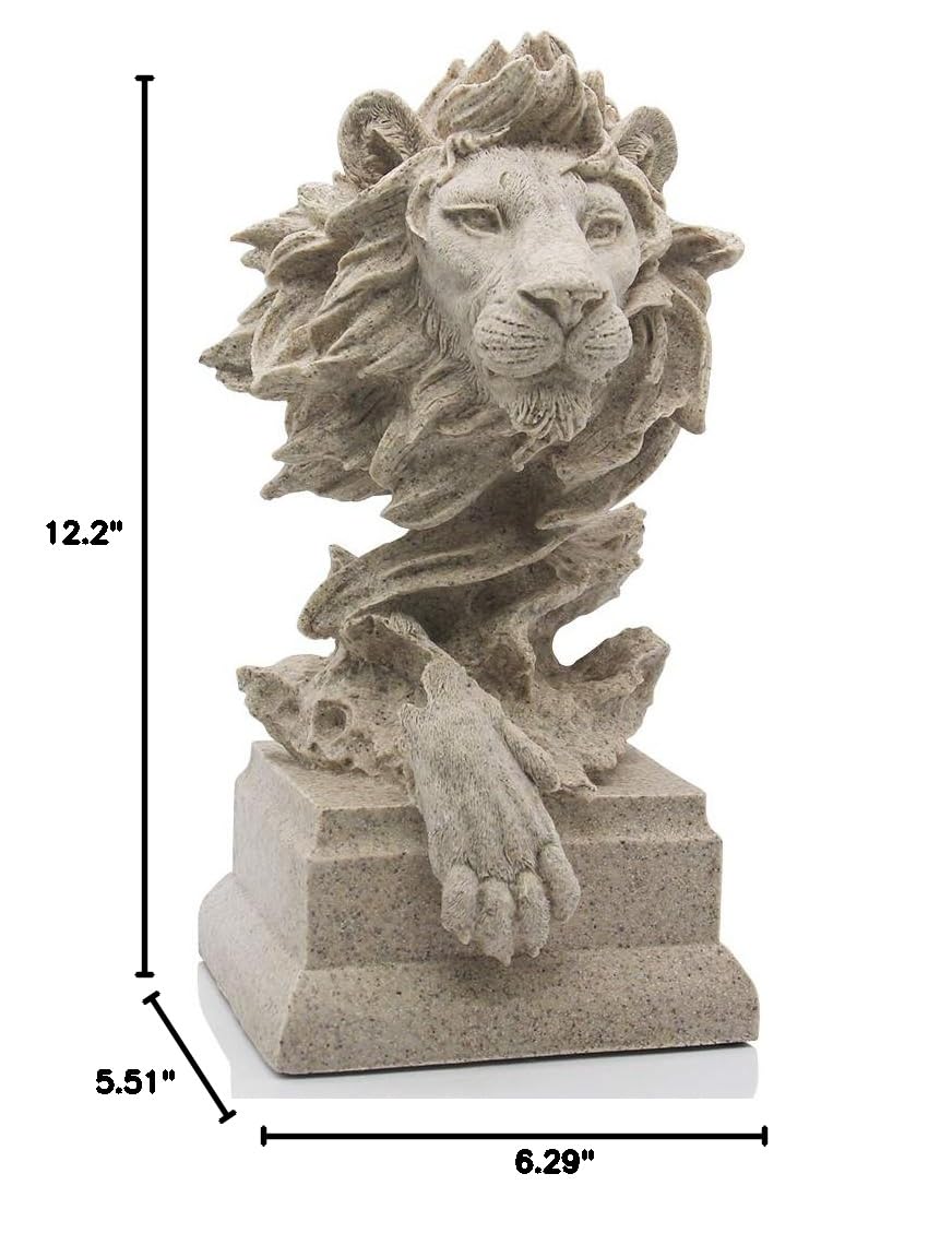 H&W Sandstone Lion Statue, The King of Beast, Collectible Figurines, Golden