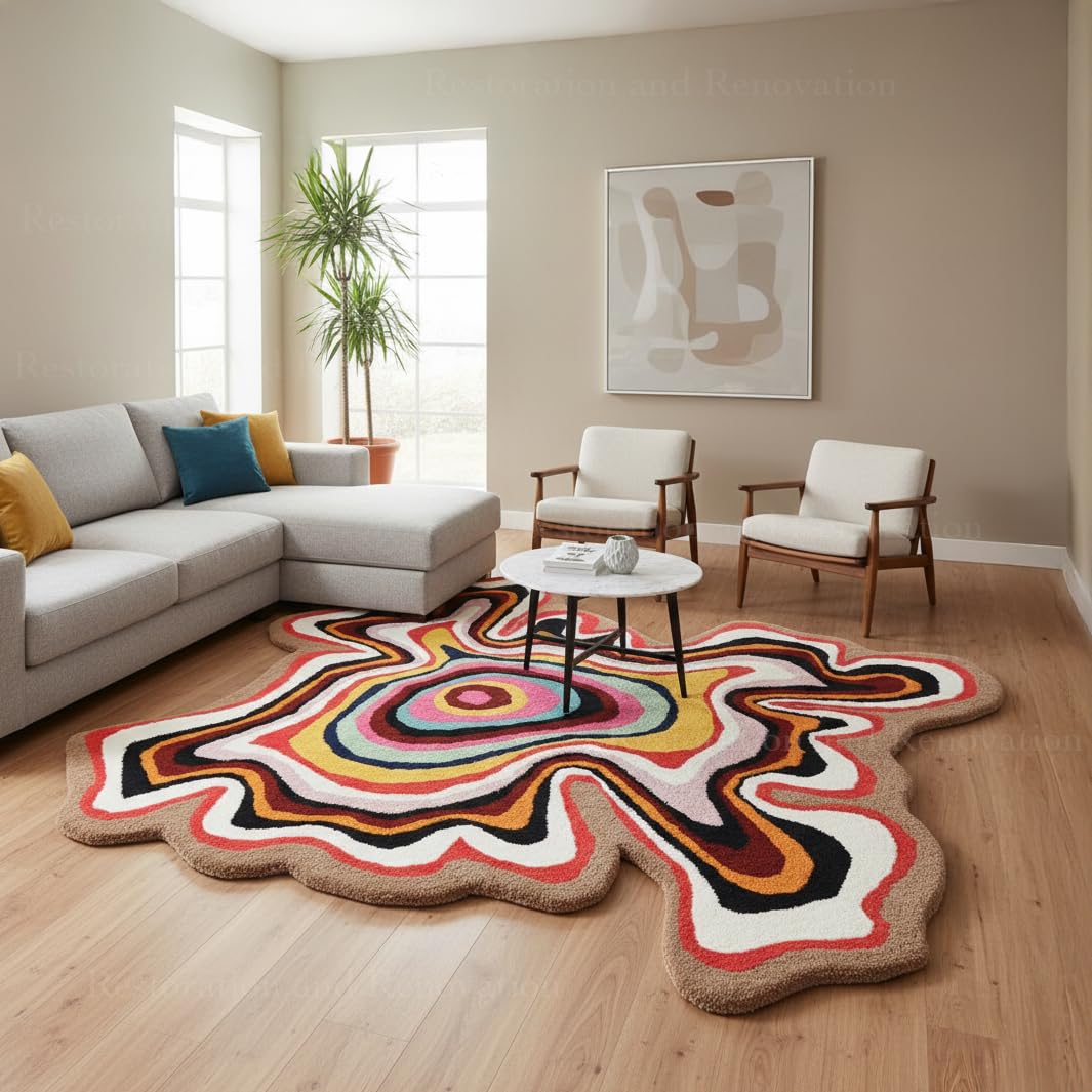 Restoration and Renovation Irregular Shaped Handmade Wool Rug