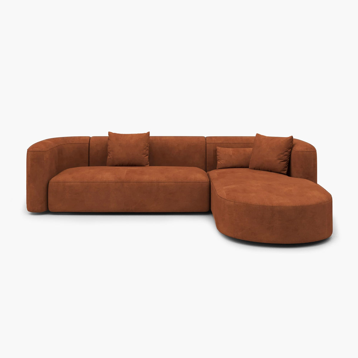 Acanva Mellow Modern Tight Curved Back Velvet Sofa, 4 Seater Modular