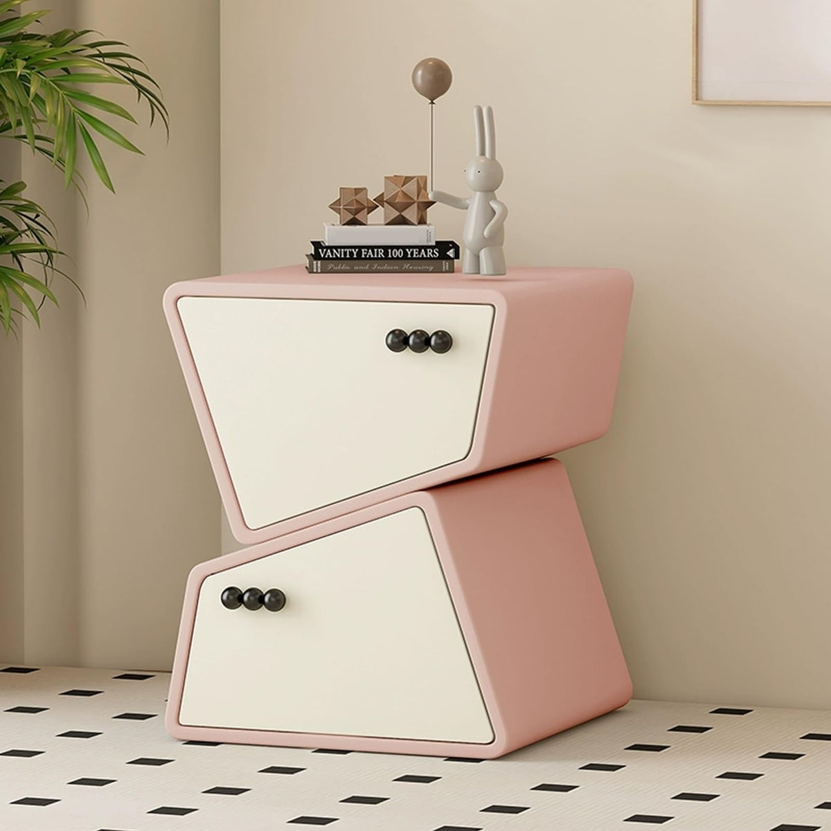 Wood Nightstand Creative Bedside Table 2 Drawer Night Stand Storage Cabinet with Drawers Side Table for Home Creative idea(Green,40cm)