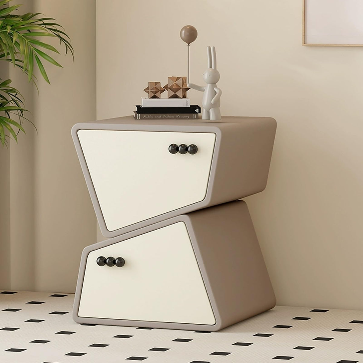 Wood Nightstand Creative Bedside Table 2 Drawer Night Stand Storage Cabinet with Drawers Side Table for Home Creative idea(Green,40cm)