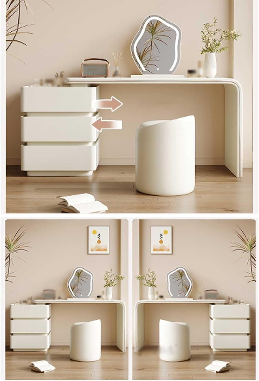 Vanity Desk with Three Drawers & Chair