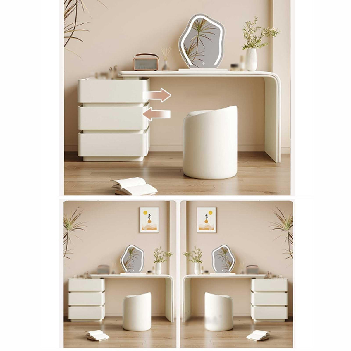 Vanity Desk with Three Drawers & Chair