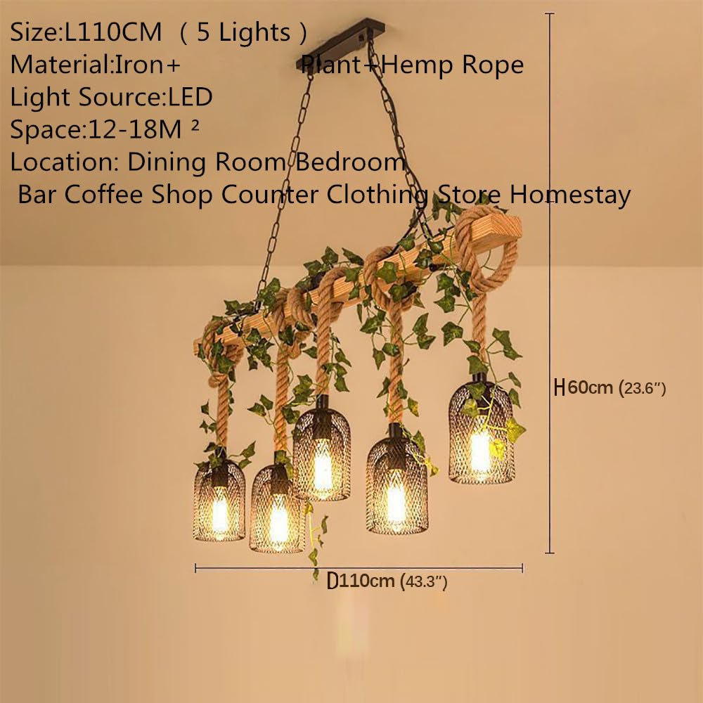 American Pastoral Restaurant Pendant Light LED Retro Creativity Hemp Rope Music