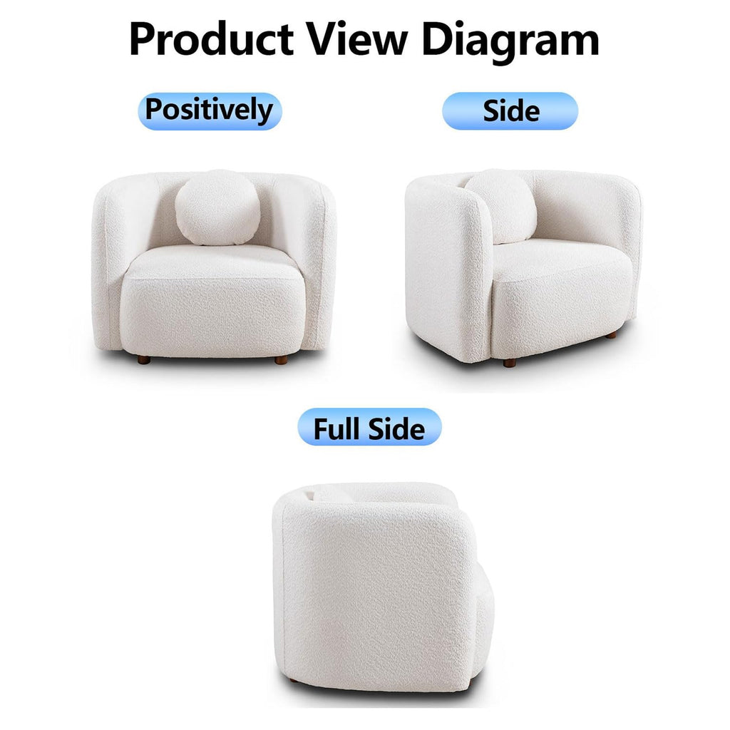 Oversized Boucle Accent Chair, Cream White Sherpa Wingback Chair