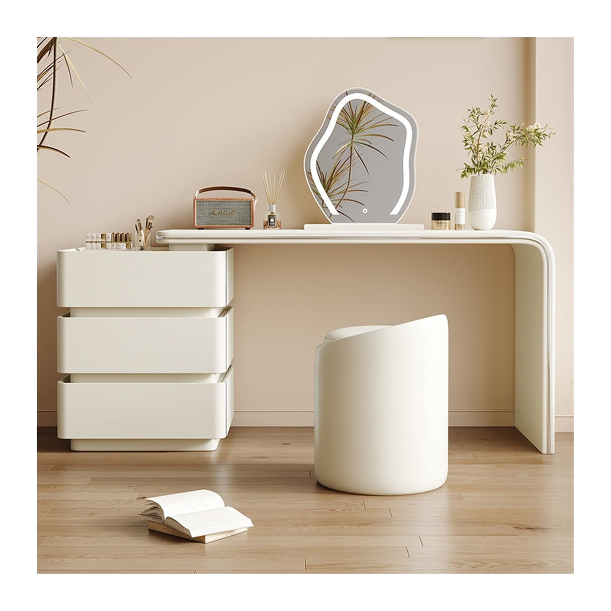 Vanity Desk with Three Drawers & Chair