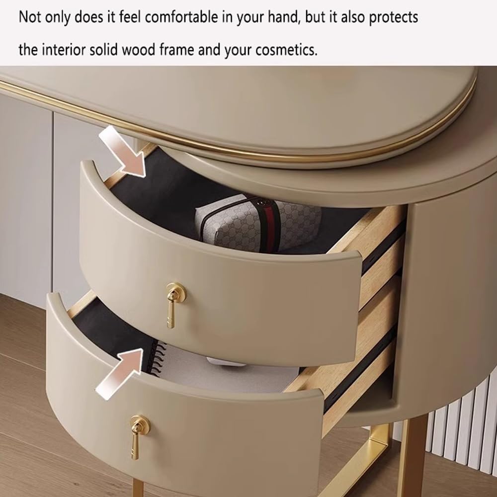 Modern Vanity Table with Adjustable LED Mirror & Stool