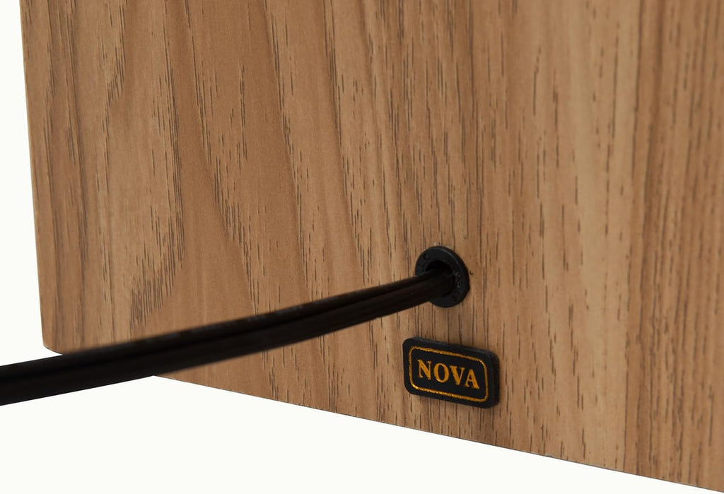 Obelisk Floor Lamp by Nova of California - Natural Ash Wood & White Cotton-Linen