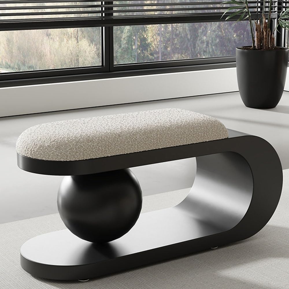 Modern Upholstered Shoe Bench, Ottoman Sofa Bench(Black,80cm-31.5in)
