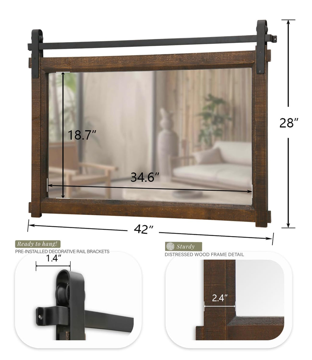 Rustic Barn-Door Bathroom Vanity Mirror