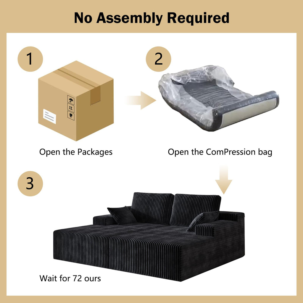 106" Modular Corduroy Cloud Sectional Sofa