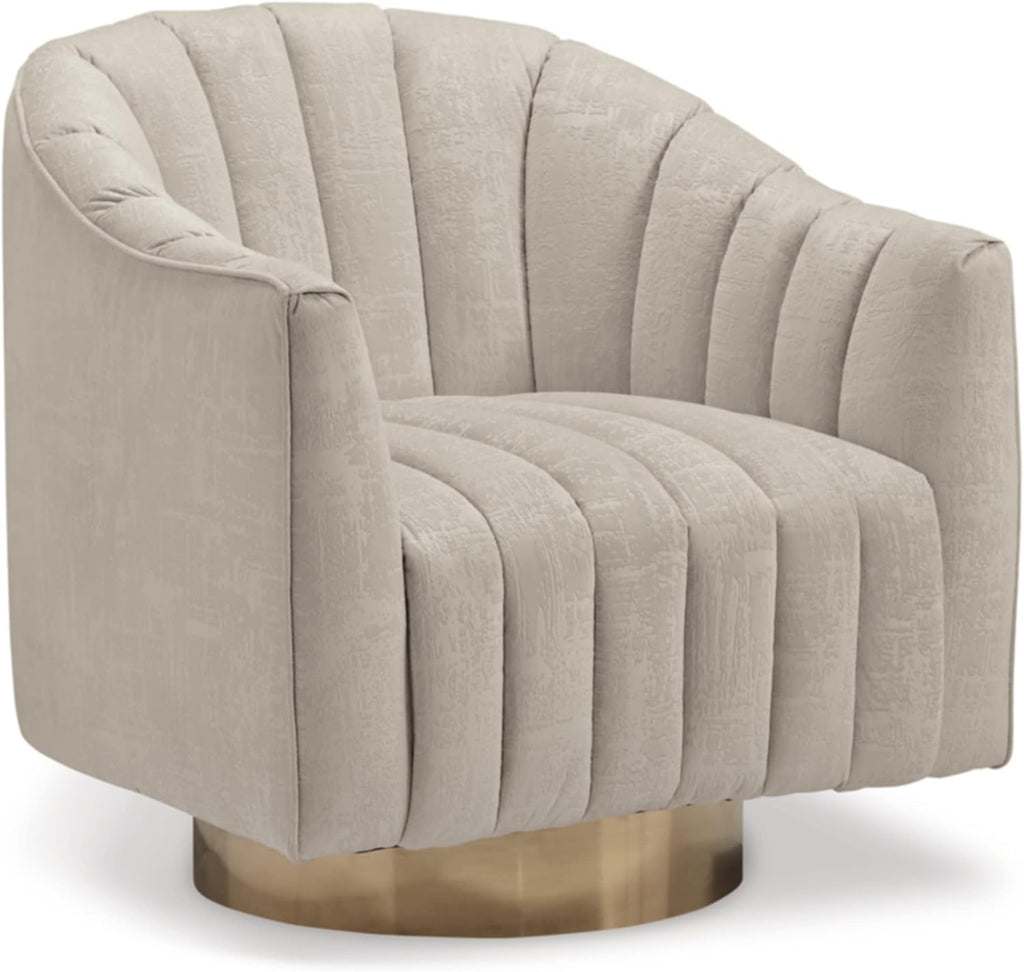 Signature Design by Ashley Swivel Barrel Accent Chair, Pearl, Penzlin