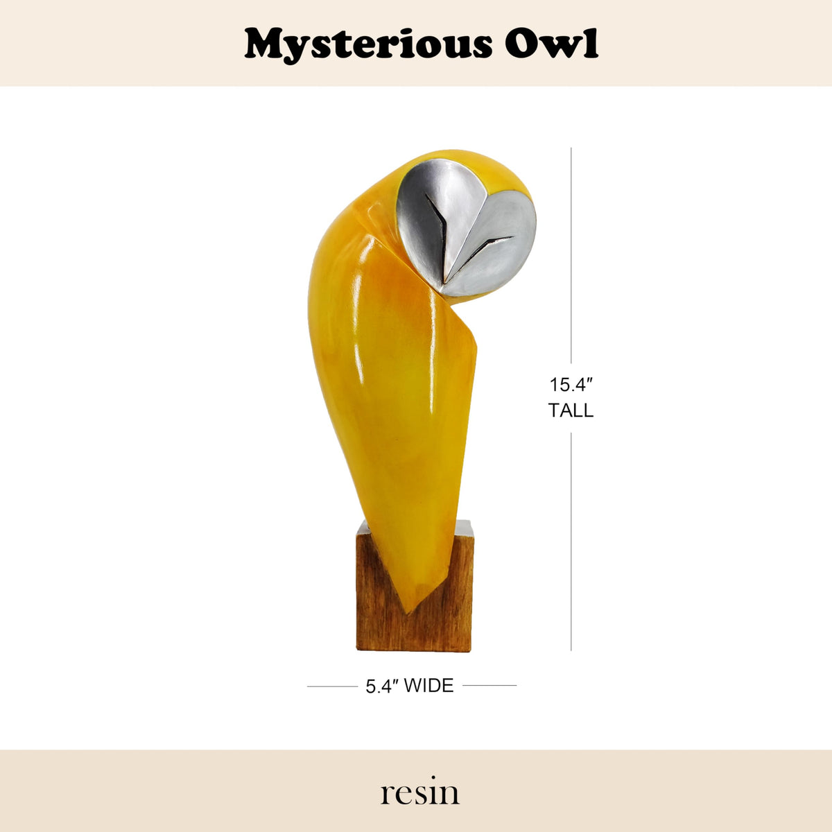 Mid-Century Modern Owl Statue, 15 Inch Home Decor Sculpture