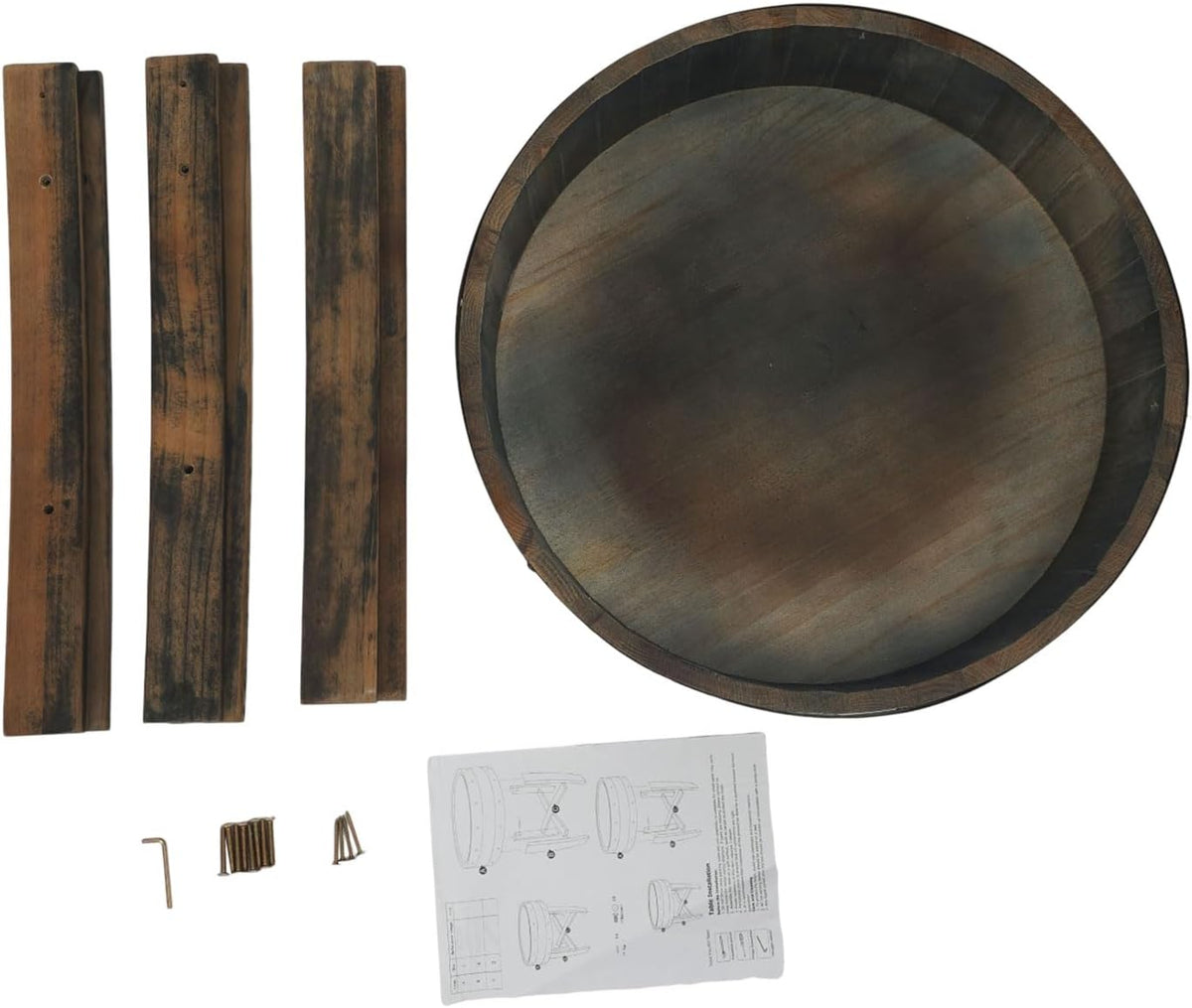 Round Barrel-Style Side Table, Whiskey Barrel Table