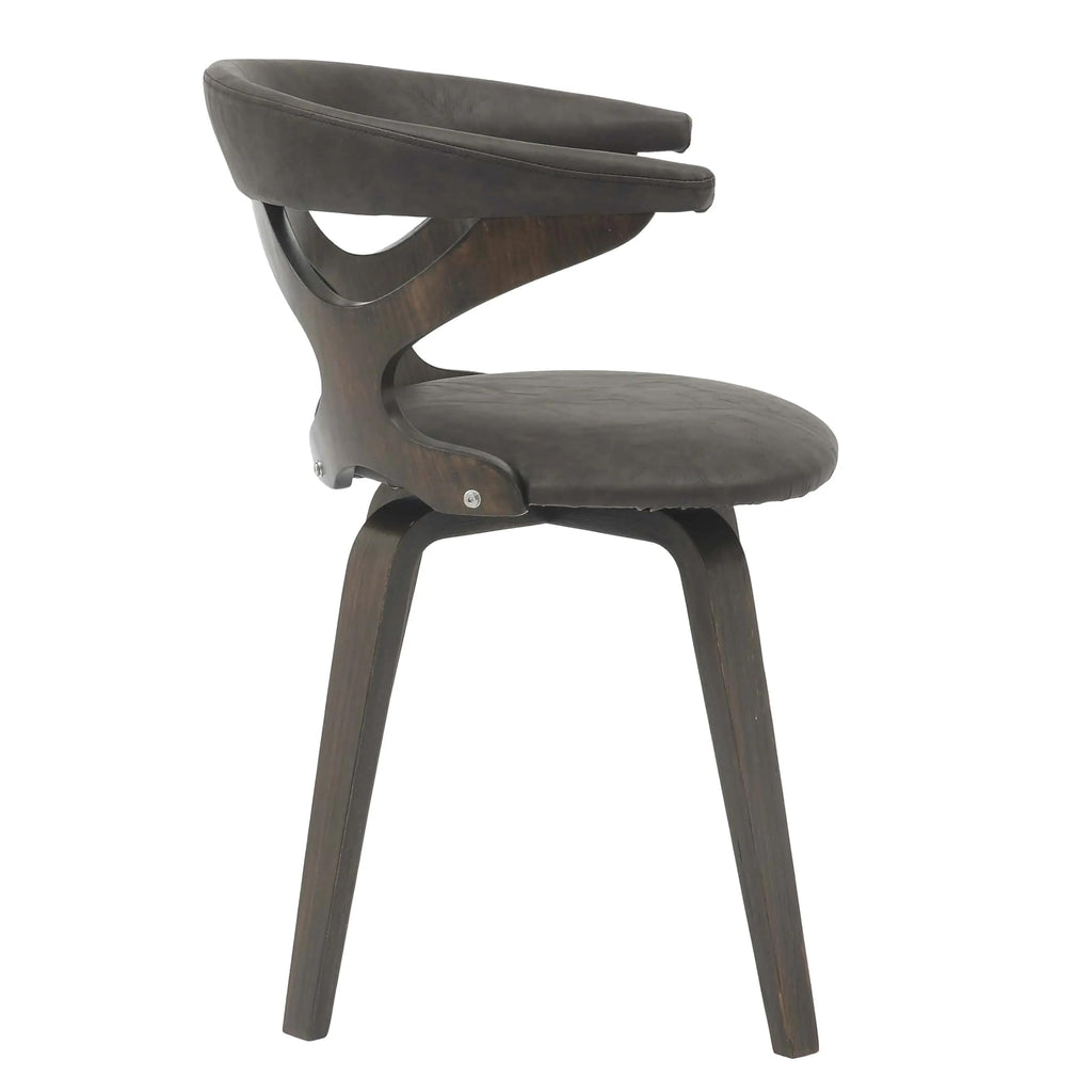LeisureMod Klyne Leather Dining Chair with Poplar Wood Frame – Mid-Century Wooden