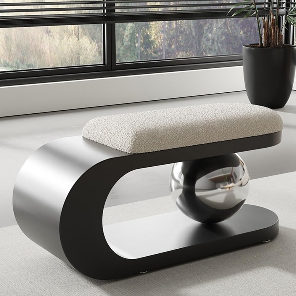 Modern Upholstered Shoe Bench, Ottoman Sofa Bench(Black,80cm-31.5in)