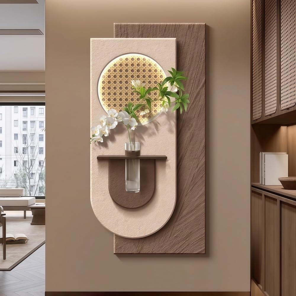 3D Sandstone Plant Wall Art with LED Light