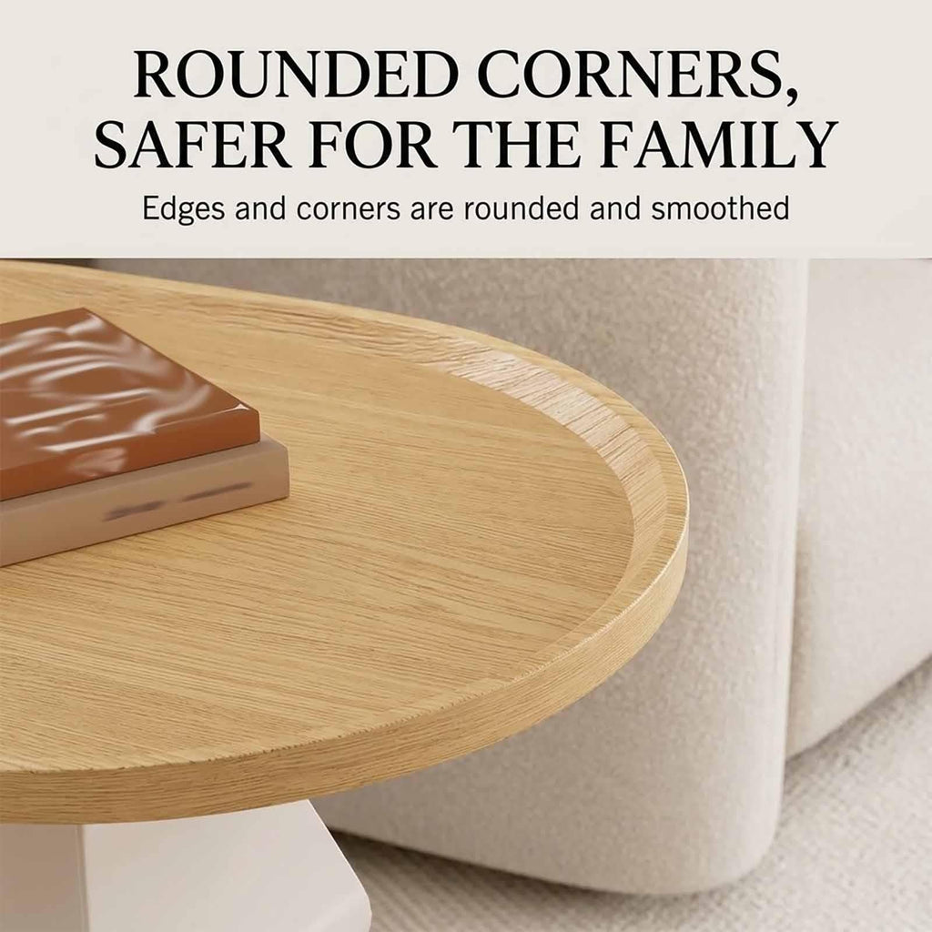Rolling Wood-Top Storage Side Table