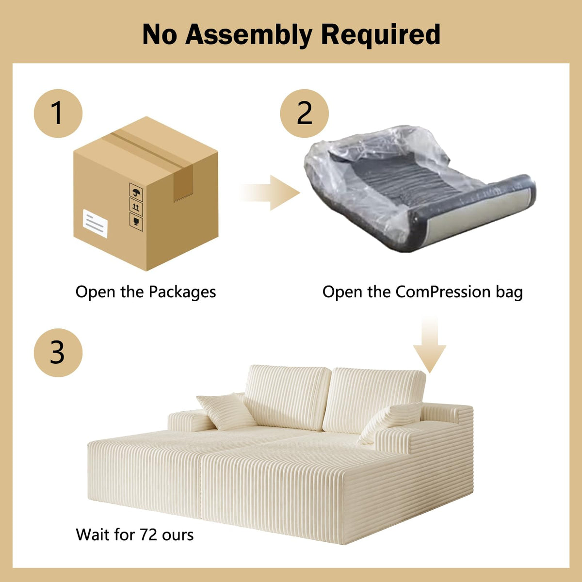 106" Modular Corduroy Cloud Sectional Sofa