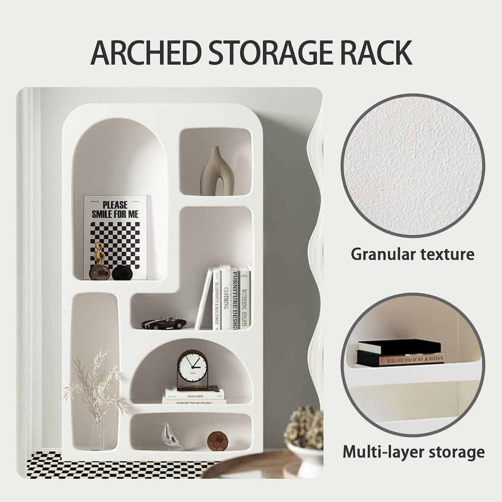 Display Cabinet, Arched Cabinet, Arched Pantry Cabinet, Arched Storage Display Cabinet, Open Display Shelf, for Home Office Living Room Library
